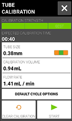 Masterflex LS MasterSense meny for kalibrering