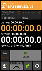 Masterflex LS MasterSense meny for MasterflexLive